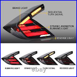 VLAND Pair Smoked LED Tail Lights For 2016-21 Honda Civic Hatchback Type R Lamps