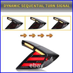 VLAND Pair Smoked LED Tail Lights For 2016-21 Honda Civic Hatchback Type R Lamps