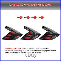 VLAND Pair Smoked LED Tail Lights For 2016-21 Honda Civic Hatchback Type R Lamps