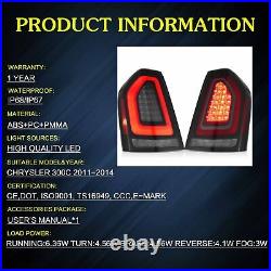 VLAND SMOKED LED Tail Lights Fit 2011-2014 Chrysler 300 Startup Sequential Pair