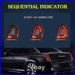 VLAND SMOKED LED Tail Lights Fit 2011-2014 Chrysler 300 Startup Sequential Pair