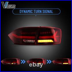 VLAND Set LED Tail LightS For 2011-2014 Volkswagen VW JETTA MK6 Red Lens