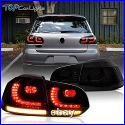 VLAND Smoked LED Tail Lights For 2010-2014 Volkswagen VW Golf 6 MK6 withSequential