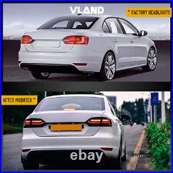 VLAND Smoked LED Tail Lights For 2011-2014 Volkswagen Jetta MK6 WithSequential