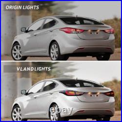 VLAND Smoked LED Tail Lights For 2011-2016 Hyundai Elantra Sequential Rear Lamps
