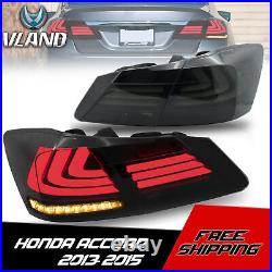 VLAND Smoked LED Tail Lights For 2013-2015 Honda Accord Sedan 4Dr Rear Lamp Pari