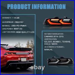 VLAND Smoked LED Tail Lights For 2014-2015 Chevrolet Chevy Camaro Rear Lamps L+R