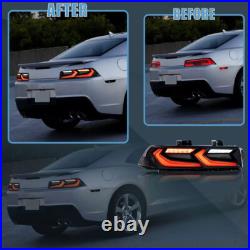 VLAND Smoked LED Tail Lights For 2014-2015 Chevrolet Chevy Camaro Rear Lamps L+R