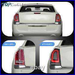 VLAND Smoked LED Tail Lights withDRL Animation For 2011-14 Chrysler 300 Rear Lamps