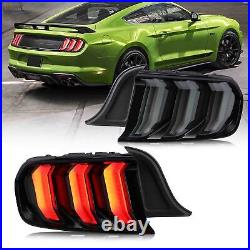 VLAND Smoked LED Tail lights For 2015-2022 Ford Mustang with Sequential Rear Lamps