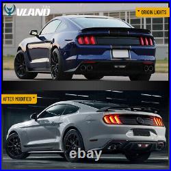 VLAND Smoked LED Tail lights For 2015-2022 Ford Mustang with Sequential Rear Lamps