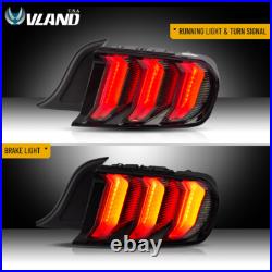 VLAND Smoked LED Tail lights For 2015-2022 Ford Mustang with Sequential Rear Lamps