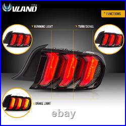 VLAND Smoked LED Tail lights For 2015-2022 Ford Mustang with Sequential Rear Lamps
