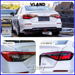 VLAND Smoked Led Tail Lights For Honda Civic Sedan 2022-23 with Dynamic Rear Lamps