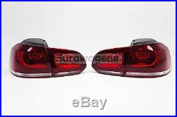 VW Golf MK6 09-12 LED Dark Red Rear Tail Lights Lamps Set Pair RHD Plug & Play